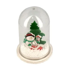 Cerf Dellier Décor de noël pour bûche "boule à neige bonhomme de neige" à poser