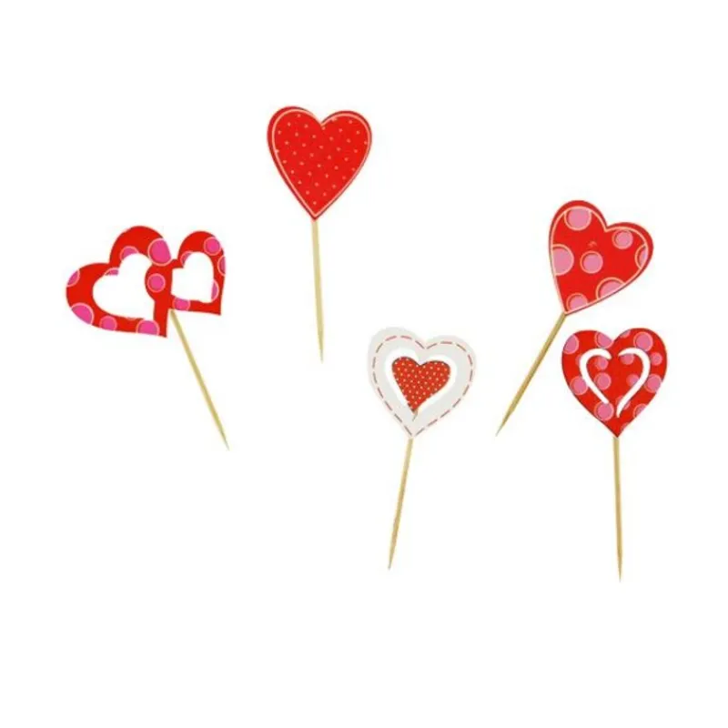 Sale Cerf Dellier Décors coeurs sur pique en bois (x10)