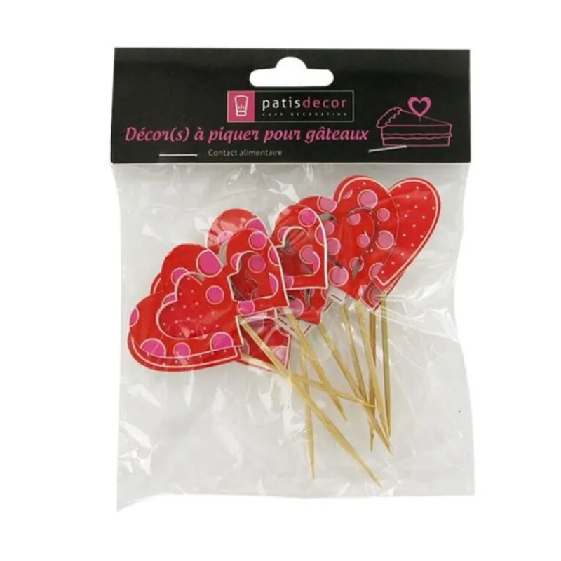 Sale Cerf Dellier Décors coeurs sur pique en bois (x10)