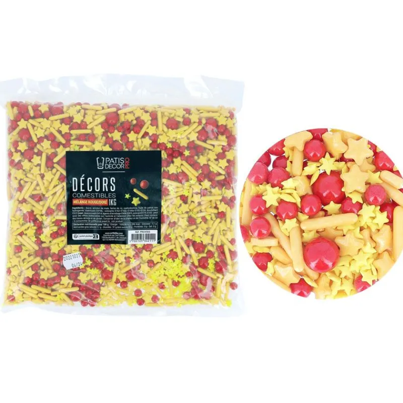 Online Cerf Dellier Décors comestibles mélange rouge et doré 1 kg
