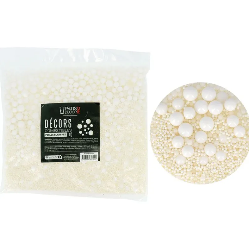 Hot Cerf Dellier Décors comestibles perles blanches 1 kg