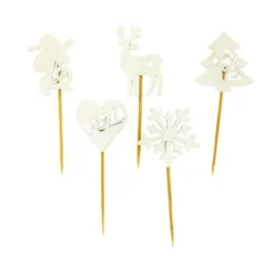 Outlet Cerf Dellier Décors de Noël en bois vintage pailleté (x50)