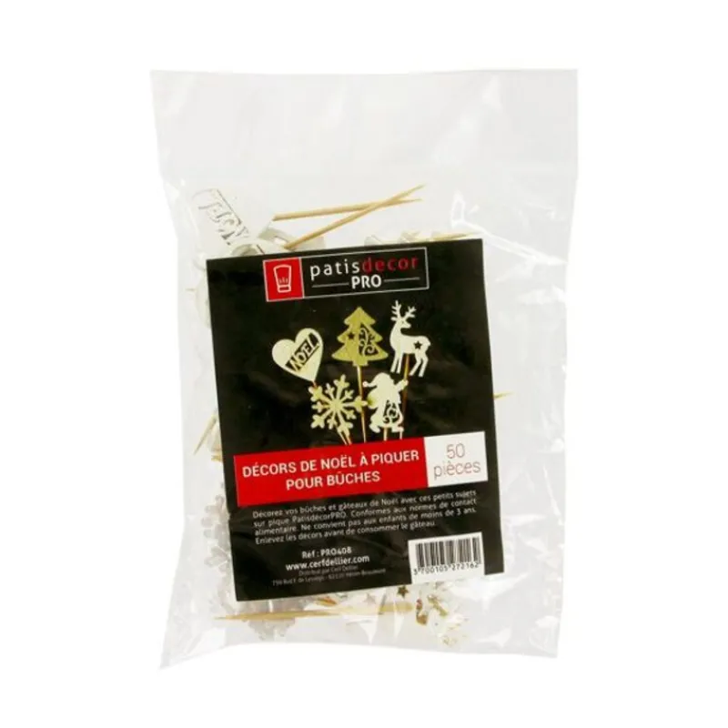 Outlet Cerf Dellier Décors de Noël en bois vintage pailleté (x50)