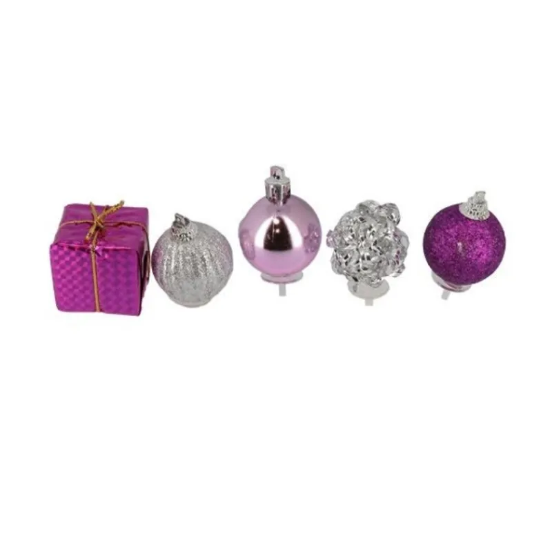 Outlet Cerf Dellier Décors de Noël sur pique assortis roses (x5)