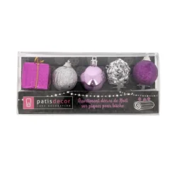 Outlet Cerf Dellier Décors de Noël sur pique assortis roses (x5)