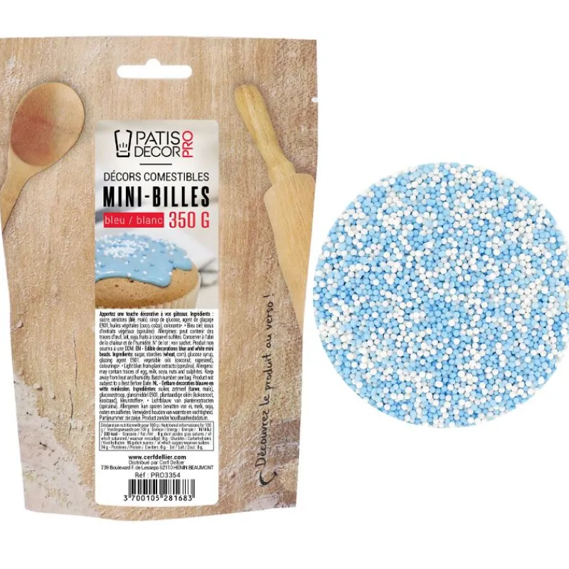 Clearance Cerf Dellier Décors mini billes bleues et blanches comestibles 350 g