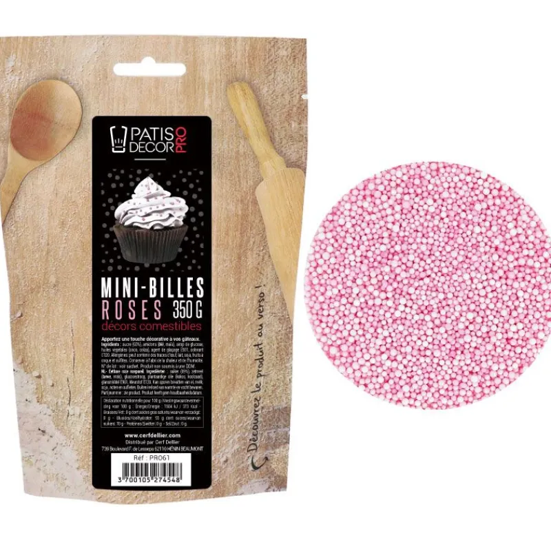Outlet Cerf Dellier Décors mini billes roses comestibles 350 g