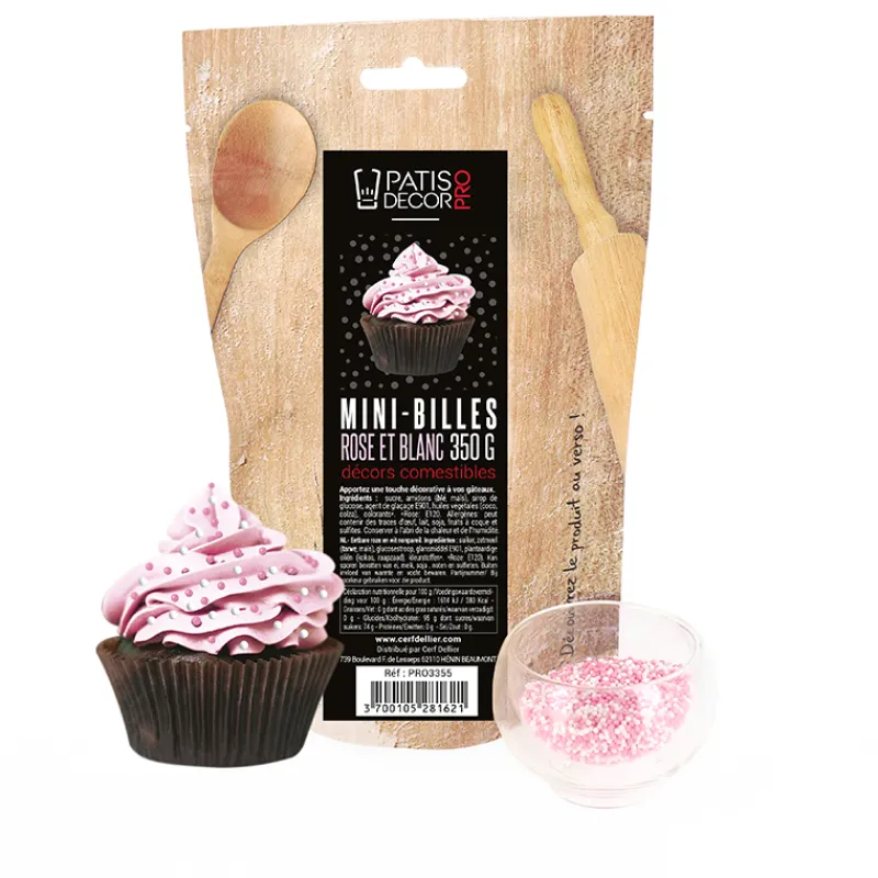 Clearance Cerf Dellier Décors mini billes roses et blanches comestibles 350 g