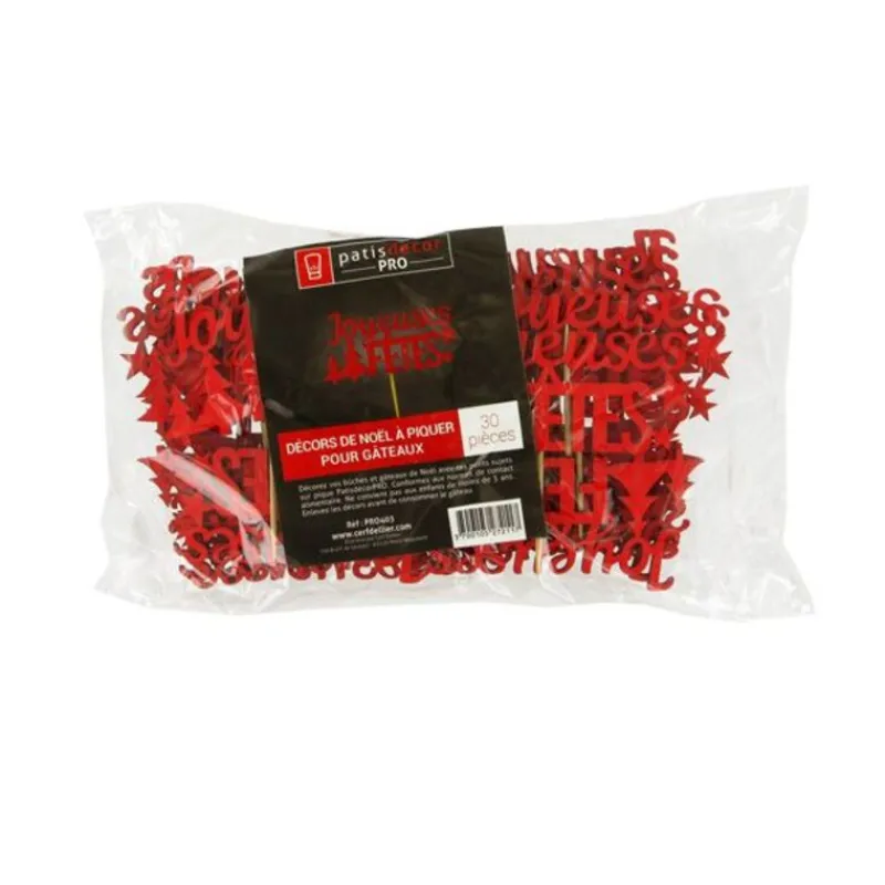Online Cerf Dellier Décors sur pique "Joyeuses Fêtes" rouges (x30)