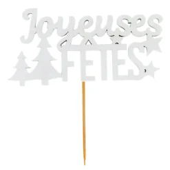 Online Cerf Dellier Décors sur pique "Joyeuses Fêtes" blancs (x30)