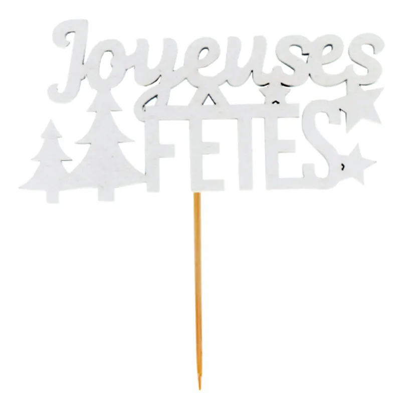 Online Cerf Dellier Décors sur pique "Joyeuses Fêtes" blancs (x30)