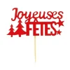 New Cerf Dellier Décors sur pique "Joyeuses Fêtes" rouges (x2)