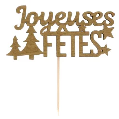 Best Cerf Dellier Décors sur pique "Joyeuses Fêtes" dorés (x2)