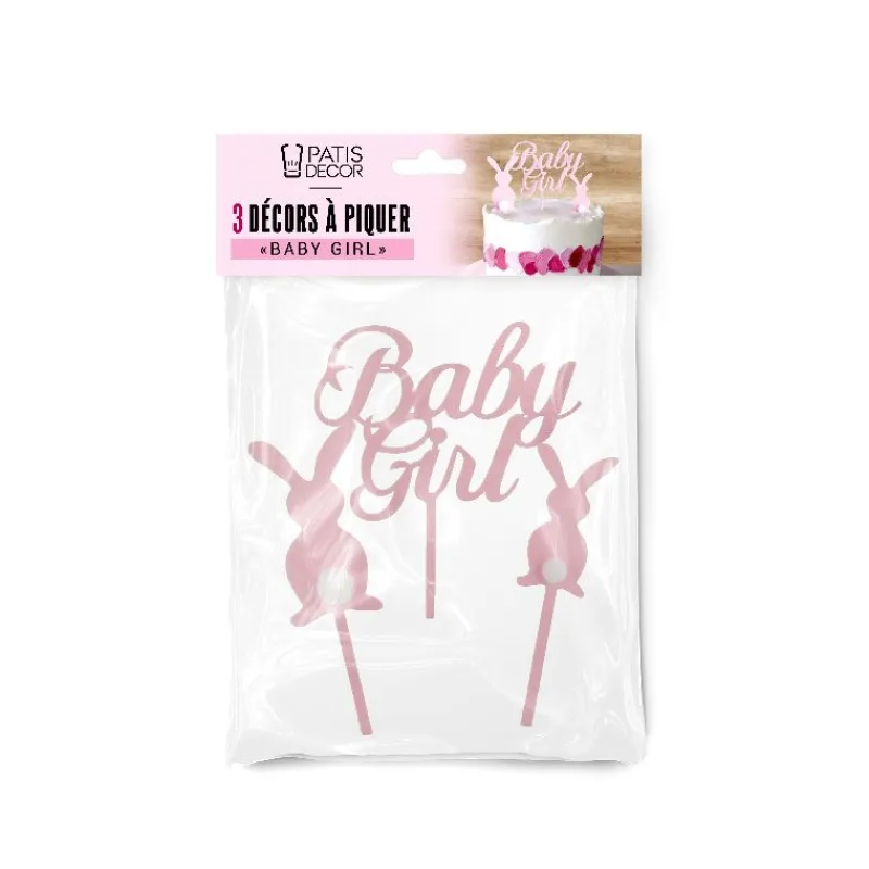 Hot Cerf Dellier Décors sur pique roses Baby Girl lapins