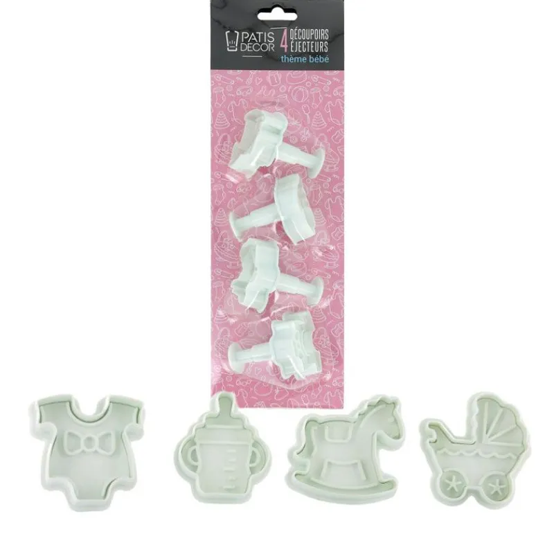 Cerf Dellier Découpoirs éjecteurs thème Bébé Patisdécor (x 4)