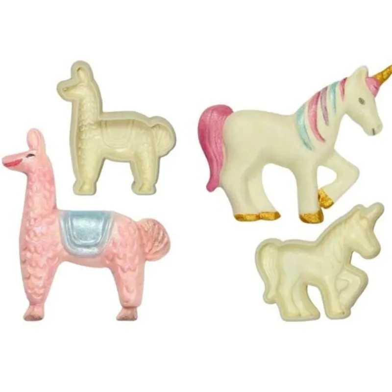 New Cerf Dellier Découpoirs relief Licorne et Lama (x2)