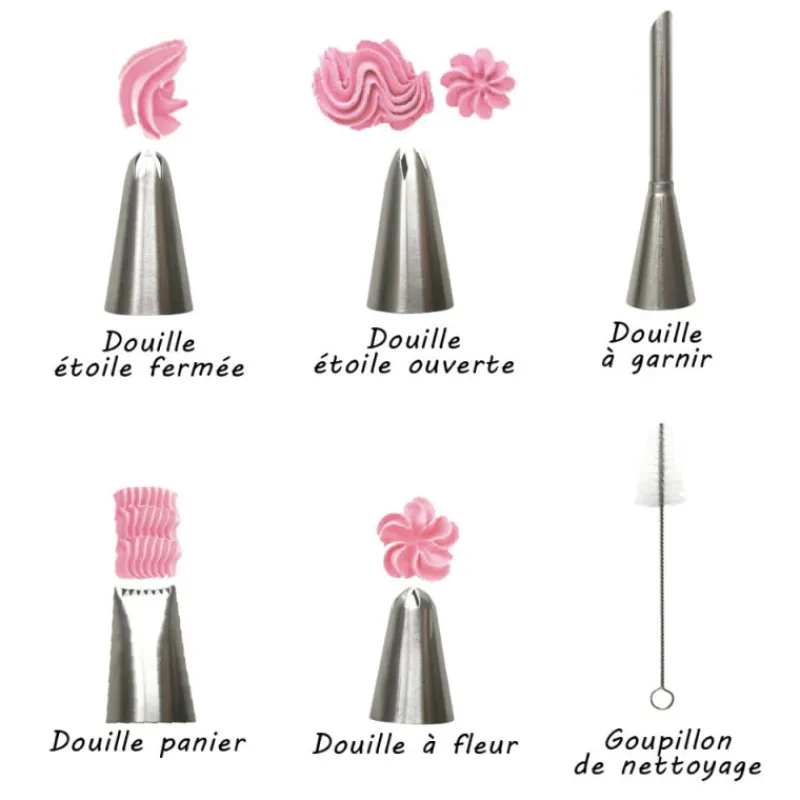 Hot Cerf Dellier Douilles à pâtisserie (x5) et goupillon