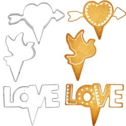 New Cerf Dellier Emporte-pièces cake toppers thème Saint-Valentin (lot de 3)