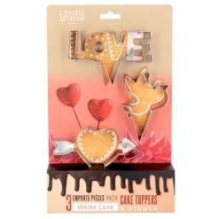 New Cerf Dellier Emporte-pièces cake toppers thème Saint-Valentin (lot de 3)