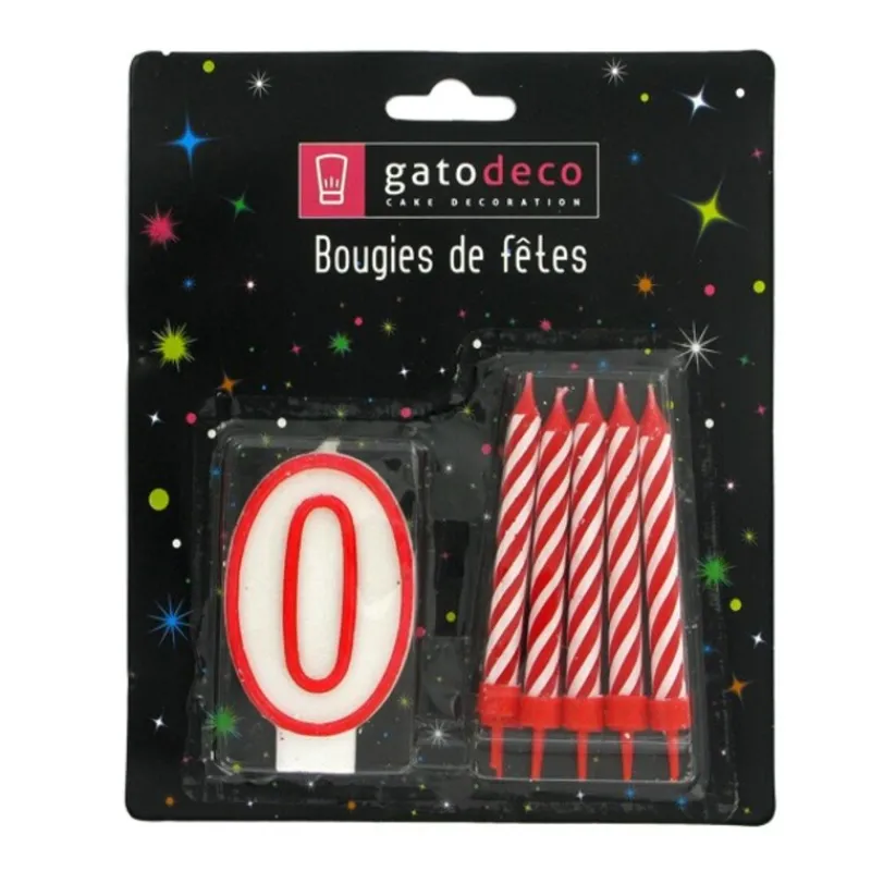 New Cerf Dellier Ensemble 10 bougies et 1 bougie chiffre 0