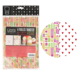 Sale Cerf Dellier Feuilles transfert Scandinave et Coeurs assorties (x4)