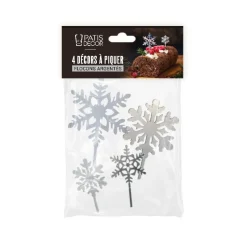 Hot Cerf Dellier Flocons sur pique assortis (x4)