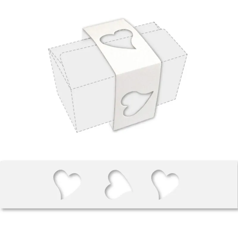 Hot Cerf Dellier Fourreau motif cœur blanc pour ballotin 250g (x50)