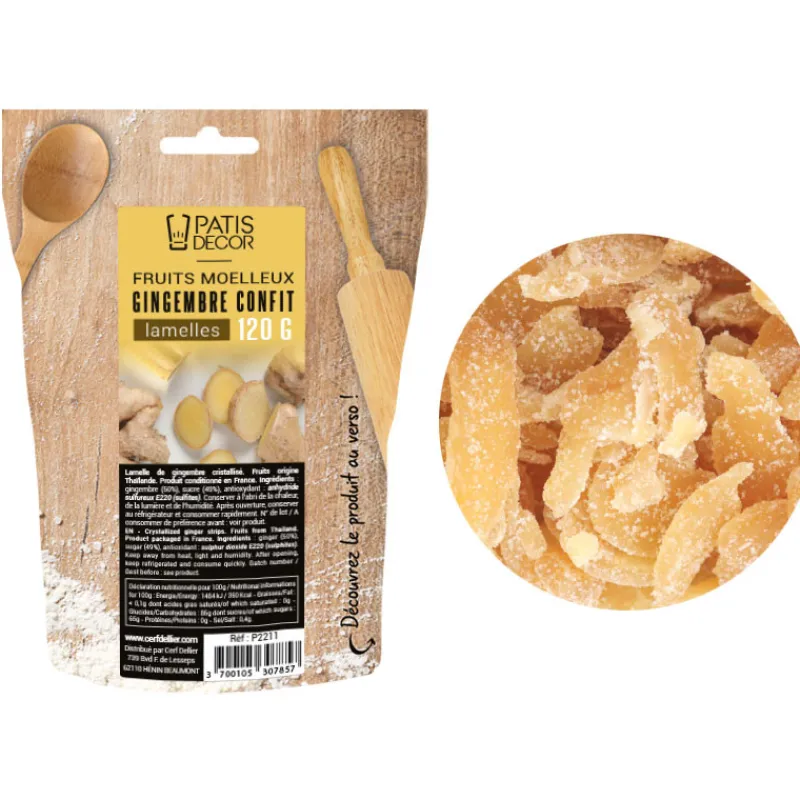 Outlet Cerf Dellier Fruits moelleux gingembre confit lamelles 120 g