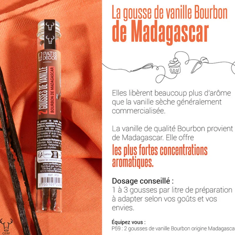New Cerf Dellier Gousse de Vanille Bourbon Madagascar (x2)