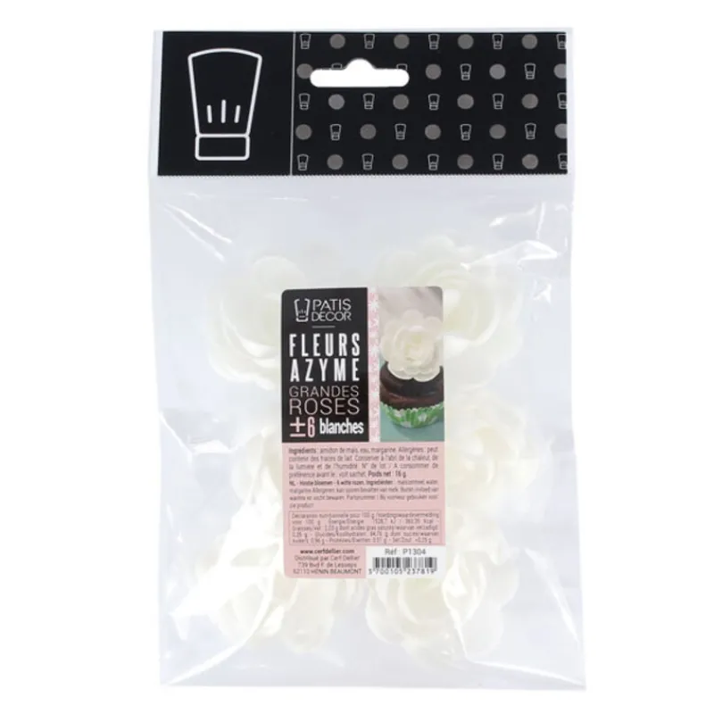 Outlet Cerf Dellier Grandes roses blanches en azyme (x 6)