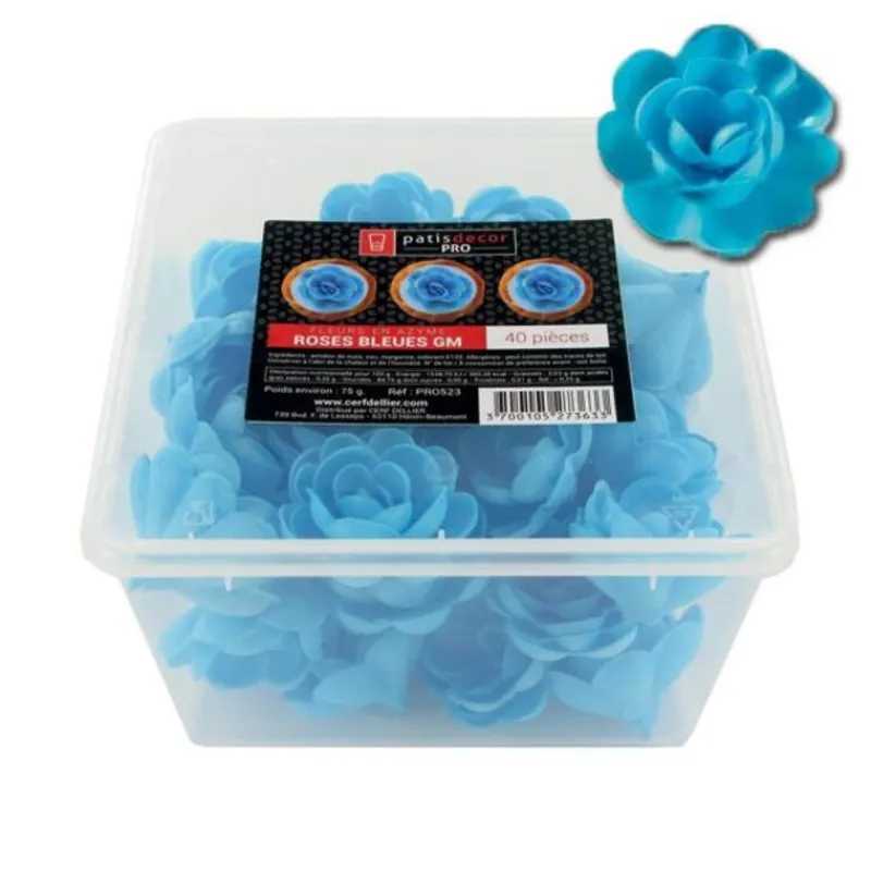 Clearance Cerf Dellier Grandes roses bleues en azyme (x40)