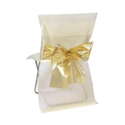 Online Cerf Dellier Housse de chaise ivoire noeud métallisé (x4)