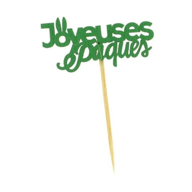 Outlet Cerf Dellier Inscription "Joyeuses Pâques" sur pique (x10)