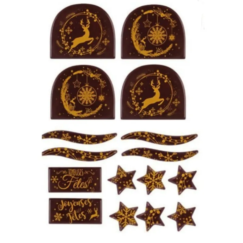 Best Cerf Dellier Kit décors de bûches en chocolat pour 14 bûches