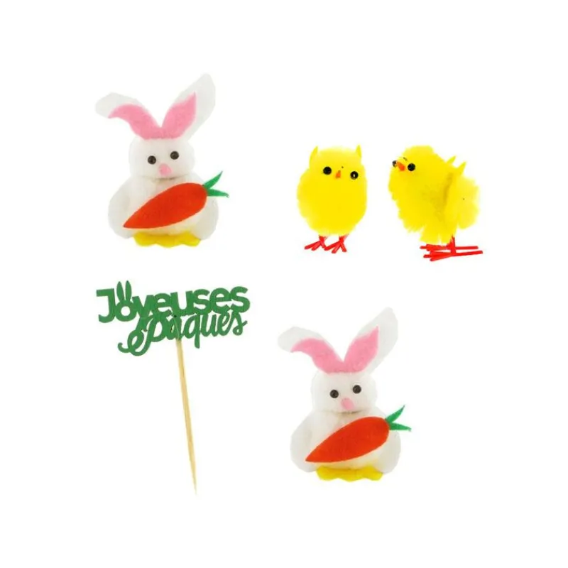 Hot Cerf Dellier Kit décors de Pâques lapins et poussins chenilles