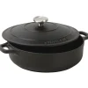 Hot Cerf Dellier Le Chasseur cocotte basse avec couvercle noire 24 cm