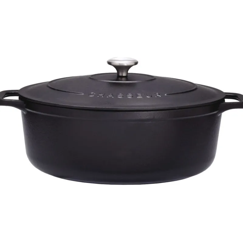 Sale Cerf Dellier Le Chasseur cocotte ovale avec couvercle noire 17 cm