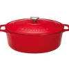 Outlet Cerf Dellier Le Chasseur cocotte ovale avec couvercle rouge 31 x 26 cm