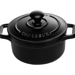 New Cerf Dellier Le Chasseur cocotte ronde avec couvercle noire 10 cm