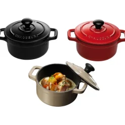 New Cerf Dellier Le Chasseur cocotte ronde avec couvercle noire 10 cm