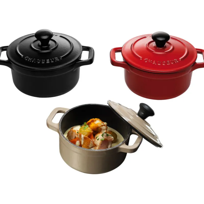 New Cerf Dellier Le Chasseur cocotte ronde avec couvercle noire 10 cm