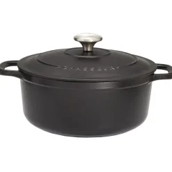 Cerf Dellier Le Chasseur cocotte ronde avec couvercle noire 24 cm