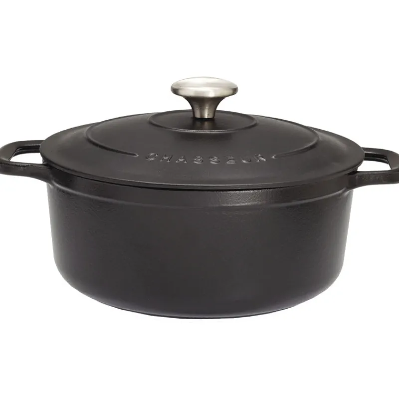 New Cerf Dellier Le Chasseur cocotte ronde avec couvercle noire 16 cm