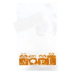 Hot Cerf Dellier Lot sachets motif cadeaux dorés + liens - 14 x 23 cm (x10)