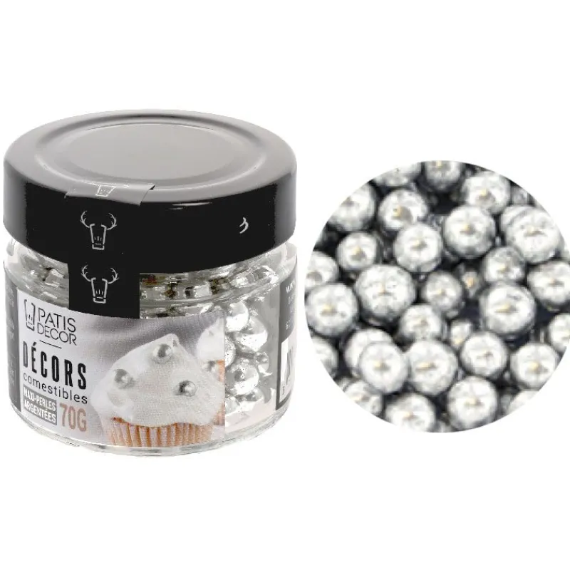 Clearance Cerf Dellier Maxi perles  argentées comestibles Ø 8 mm 70 g