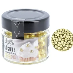 Cerf Dellier Maxi perles dorées comestibles Ø 8 mm 70 g