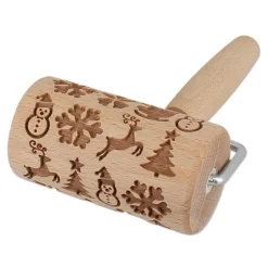 Clearance Cerf Dellier Mini rouleau empreintes en bois thème Noël