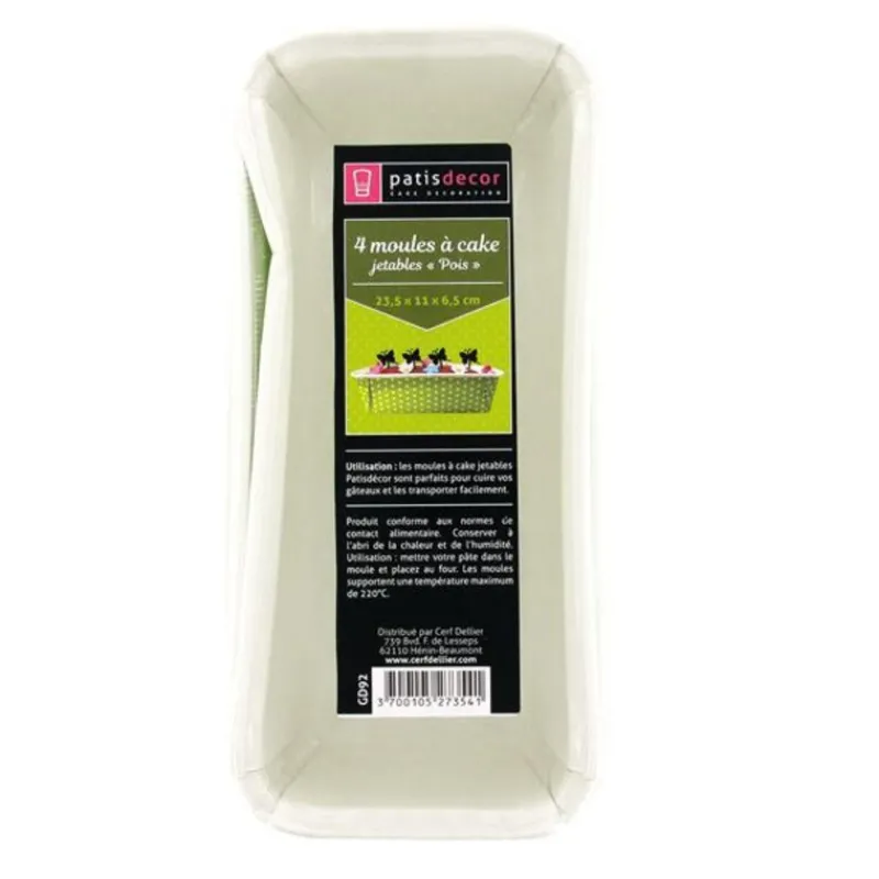 Sale Cerf Dellier Moule à cake jetable vert à pois (x4)