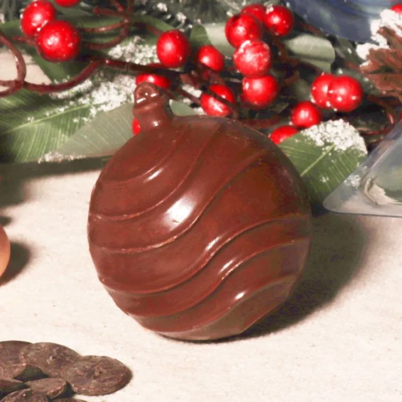 Online Cerf Dellier Moule chocolat en 3 parties Boules de Noël rayées Patisdécor
