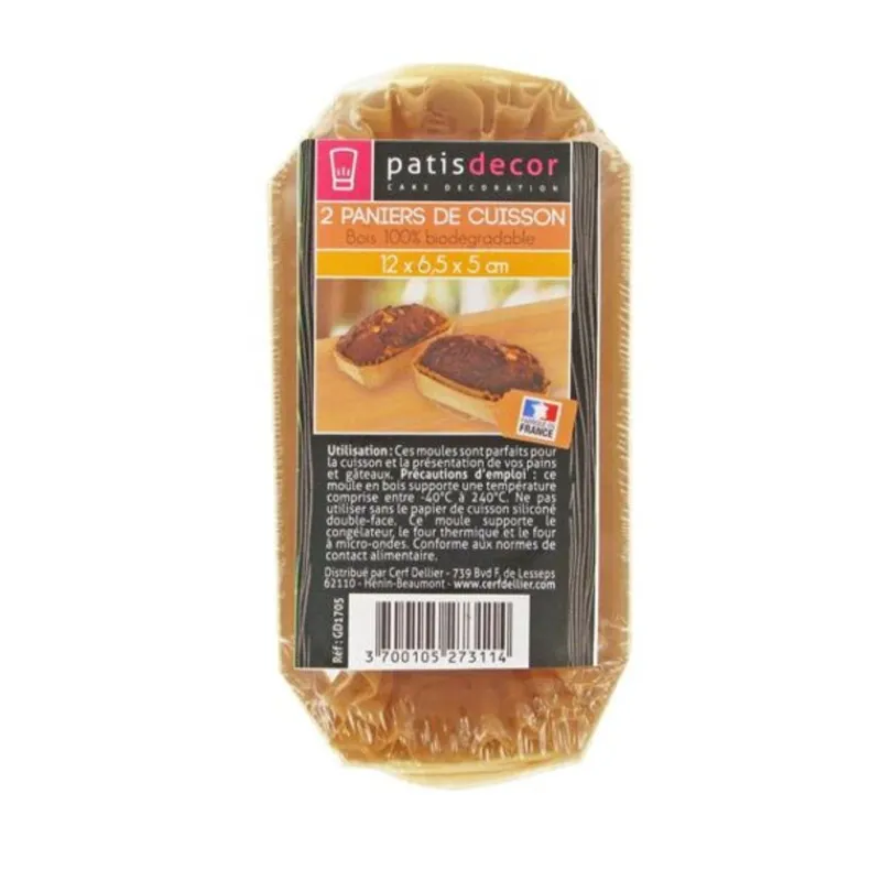 Discount Cerf Dellier Moule de cuisson bois 12 x 6,5 x 5 cm (x2)